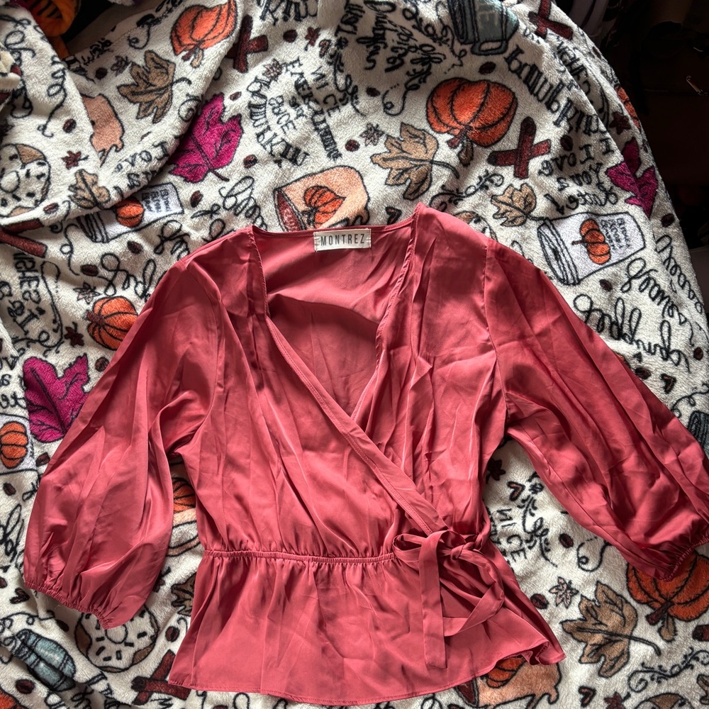 Pink V-neck blouse